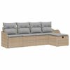 vidaXL Garten-Sofa-Set mit Kissen mit Speicher 5 pcs Beige Poly Rattan