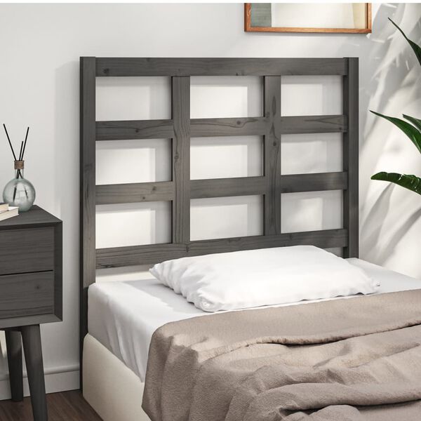 vidaXL Bett-Kopfteil Grau 105,5x4x100 cm Massivholz Kiefer
