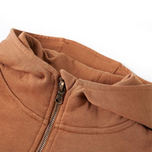 Kinder-Kapuzenpullover mit Halbem Rei&szlig;verschluss Anthrazit Cognac 116
