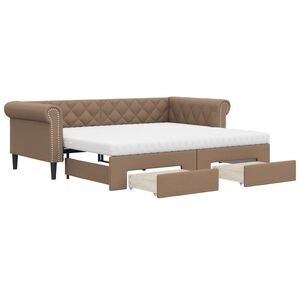 vidaXL Tagesbett Ausziehbar mit Schubladen Braun 90x200 cm Kunstleder