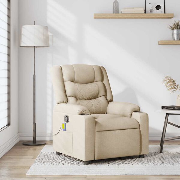 vidaXL Massagesessel Creme Stoff