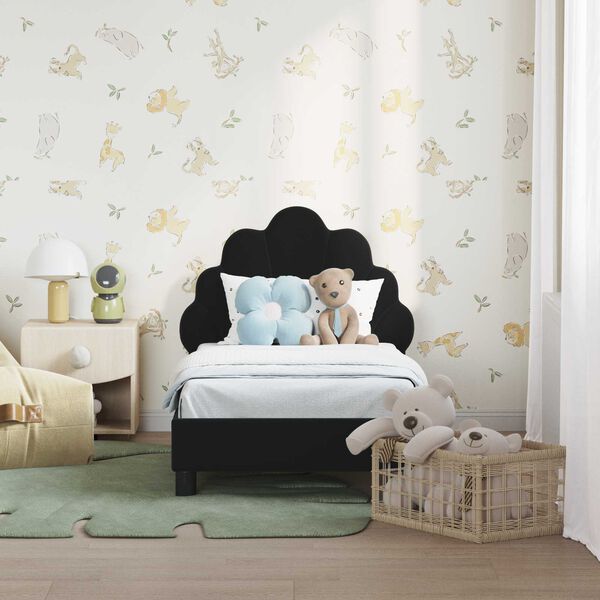 vidaXL Kinderbettgestell mit Kopfteil Schwarz 70 x 140 cm Samt