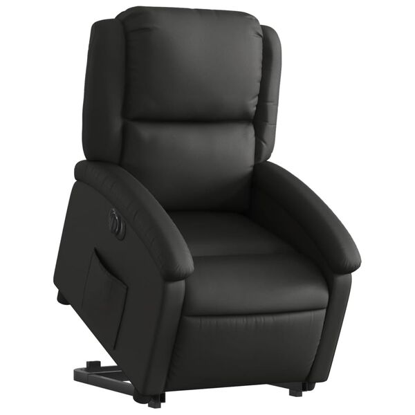 vidaXL Relaxsessel mit Aufstehhilfe Elektrisch Schwarz Echtleder