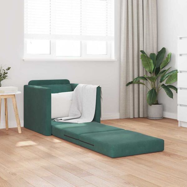 vidaXL Schlafsofa 60cm Dunkelgr&uuml;n Samt