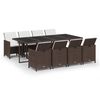 vidaXL 9-tlg. Garten-Essgruppe mit Kissen Poly Rattan Braun