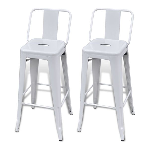 vidaXL Barhocker 2 Stk. Wei&szlig; Stahl