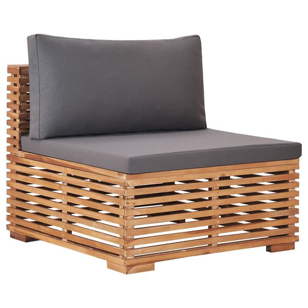 vidaXL 8-tlg. Garten-Lounge-Set mit Kissen Dunkelgrau Massivholz Teak