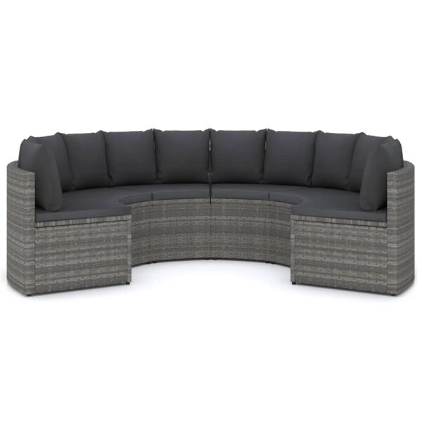 vidaXL 6-tlg. Garten-Sofagarnitur mit Auflagen Poly Rattan Grau