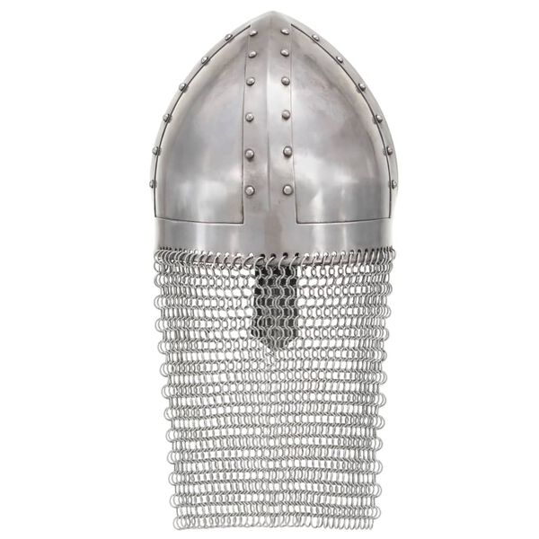 vidaXL Kreuzritter-Helm Antik Replik LARP Silbern Stahl