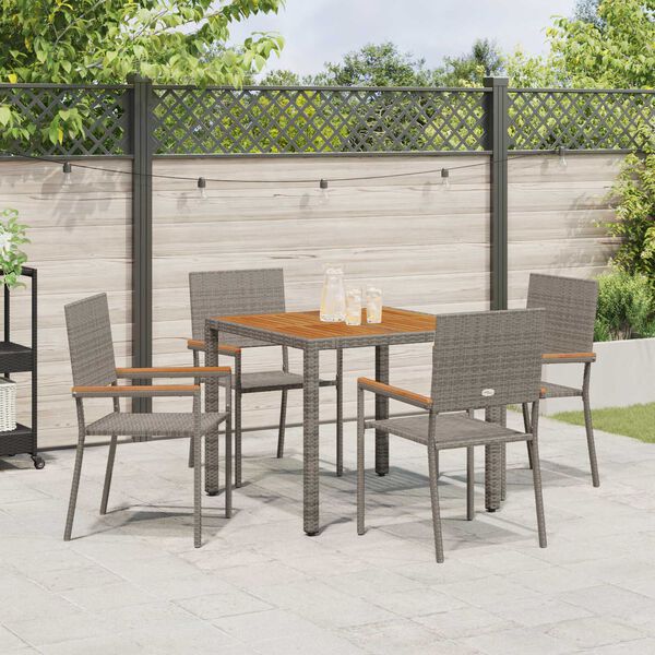vidaXL Garten Essgruppe 5 pcs Grau Poly-Rattan