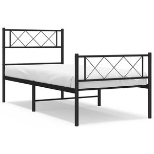 vidaXL Bettgestell mit Kopf- und Fu&szlig;teil Metall Schwarz 100x190 cm