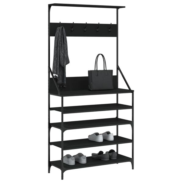 vidaXL Kleiderst&auml;nder mit Schuhablage Schwarz 90x34x184 cm