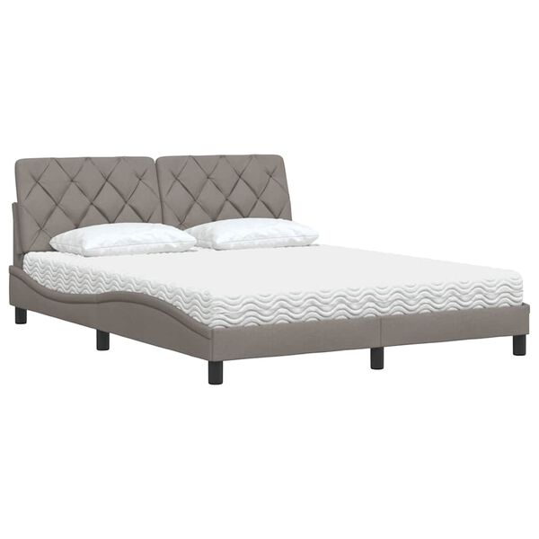 vidaXL Bett mit Matratze Taupe 160x200 cm Stoff