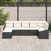 vidaXL Garten-Sofa-Set mit Kissen 7 pcs Schwarz und Creme Poly-Rattan