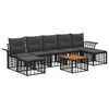 vidaXL Outdoor-Sofagarnitur 8 pcs Schwarz und Dunkelgrau Polyester