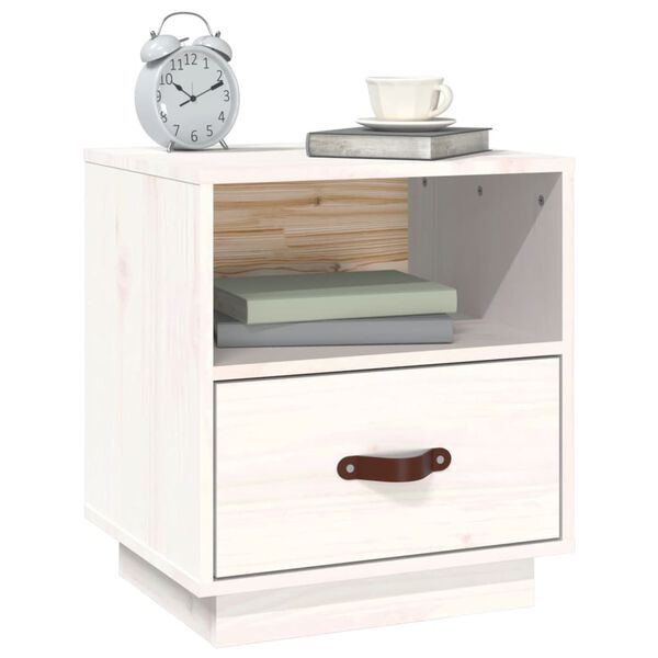 vidaXL Nachttisch Wei&szlig; 40x34x45 cm Massivholz Kiefer