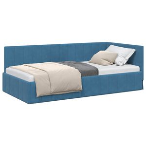 vidaXL Eckbettgestell mit Kopfteil Blau 100 cm x 200 cm Samt