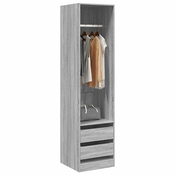 vidaXL Kleiderschrank mit Schubladen Grau Sonoma 50x50x200 cm