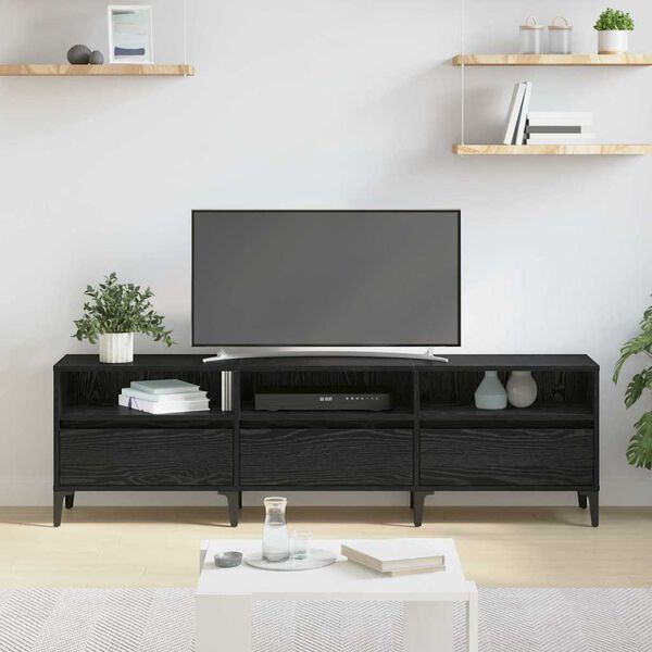 vidaXL TV-Schr&auml;nk mit Schubladen Schwarz Eichen-Optik 150 x 30 x 45 cm
