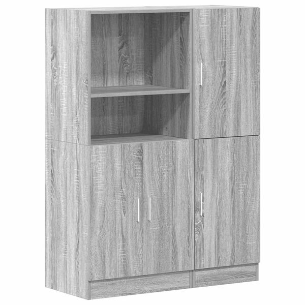 vidaXL 2-tlg. K&uuml;chenschrank-Set Grau Sonoma Holzwerkstoff