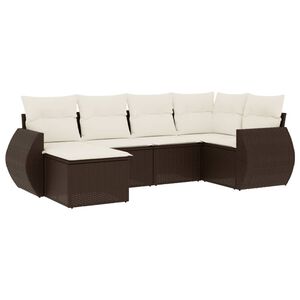 vidaXL 6-tlg. Garten-Sofagarnitur mit Kissen Braun Poly Rattan