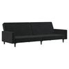 vidaXL Schlafsofa 2-Sitzer mit Fu&szlig;hocker Schwarz Samt