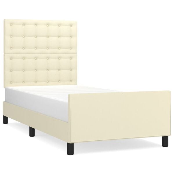 vidaXL Bettgestell mit Kopfteil Creme 100x200 cm Kunstleder