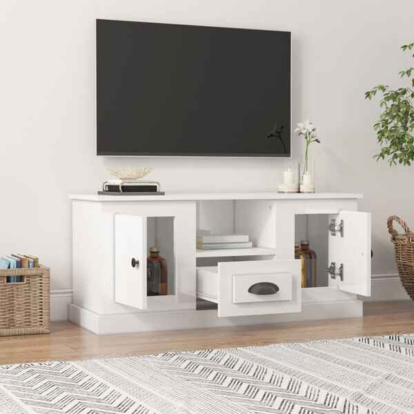 vidaXL TV-Schrank Hochglanz-Wei&szlig; 100x35,5x45 cm Holzwerkstoff