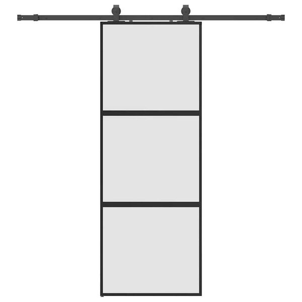 vidaXL Schiebet&uuml;r mit Beschlag Schwarz 76x205 cm Hartglas