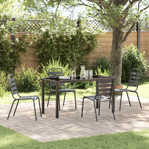 vidaXL Garten Essgruppe 5 pcs Anthrazit Pulverbeschichteter Stahl