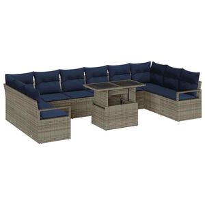 vidaXL Gartensofa-set 11 Stk. 10-Sitzanzahl Grau und Marineblau