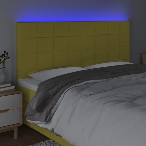 vidaXL LED Kopfteil Gr&uuml;n 160x5x118/128 cm Stoff