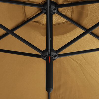 vidaXL Doppel-Sonnenschirm mit Stahlmast Taupe 600 cm