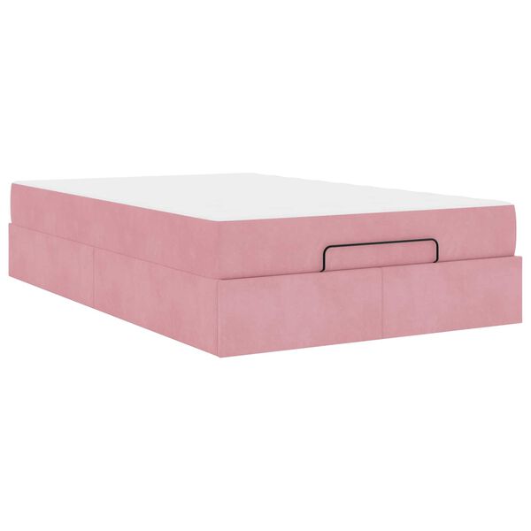 vidaXL Bettgestell mit Matratze mit Matratze 2 pcs Rosa Samt