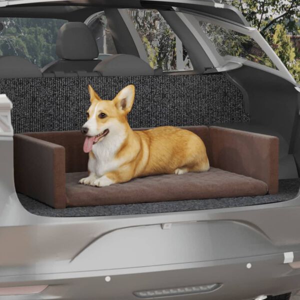 vidaXL Kofferraum-Hundebett Braun 110x70 cm Leinenoptik