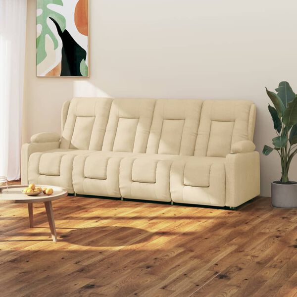vidaXL 4-Sitzer Massagesessel mit Getränkehalter Creme Stoff