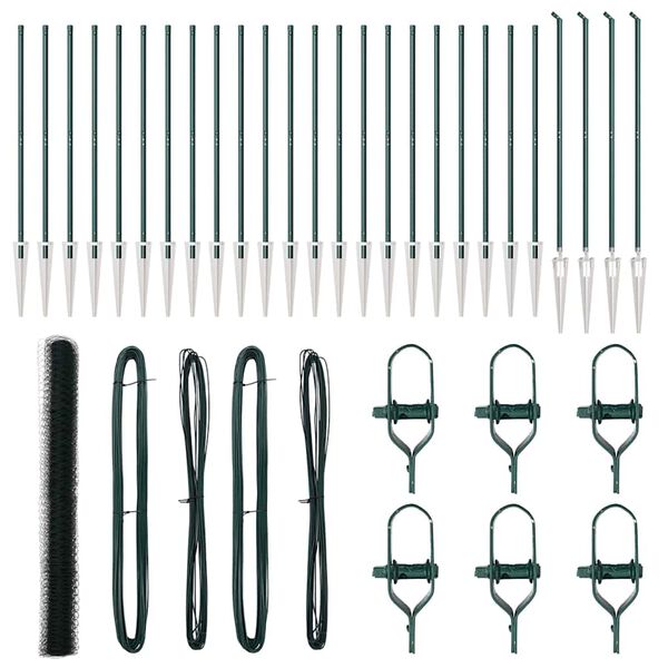 vidaXL Zaunpfosten Grün 50 x 1,5 m (50 mm Maschen) Stahl und PVC