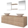 vidaXL 7-tlg. Badm&ouml;bel und Waschbecken Set Beige