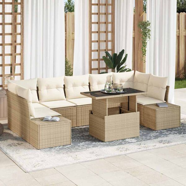 vidaXL Garten-Sofa-Set mit Kissen 8 pcs Beige und Creme