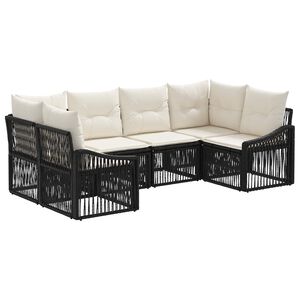 vidaXL Gartensofa-set 6 stk. 6-Sitzanzahl Schwarz Poly-Rattan