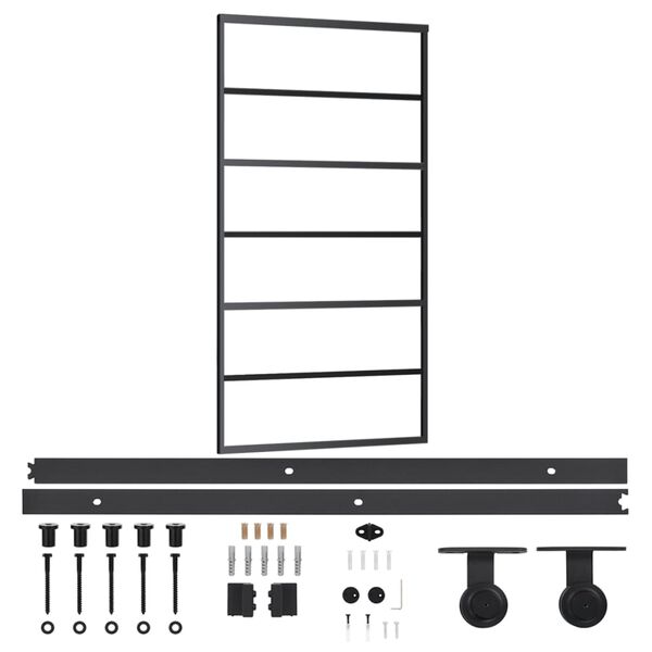 vidaXL Schiebet&uuml;r mit Beschlag ESG-Glas & Aluminium 102x205 cm