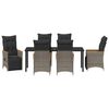 vidaXL Garten Essgruppe mit Kissen 7 pcs Grau Poly-Rattan