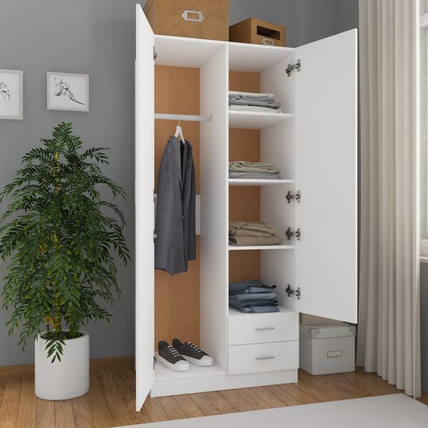 vidaXL Kleiderschrank Wei&szlig; 80x52x180 cm Holzwerkstoff