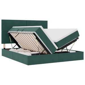 vidaXL LED-Speicherbett mit Matratze Dunkelgr&uuml;n 180 x 200 cm Samt