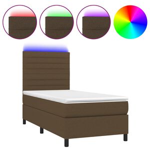 vidaXL Boxspringbett mit Matratze & LED Dunkelbraun 90x200 cm Stoff
