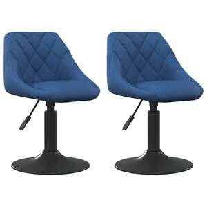 vidaXL Esszimmerst&uuml;hle 2 Stk. Drehbar Blau Samt