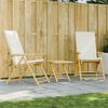 vidaXL 3-tlg. Bistro-Set Klappbar mit Cremewei&szlig;en Kissen Bambus