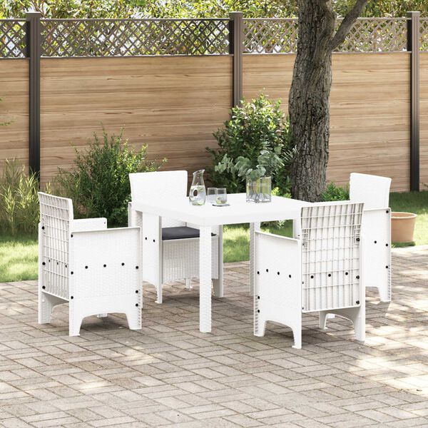 vidaXL Garten Essgruppe 5 pcs Wei&szlig; Polypropylen