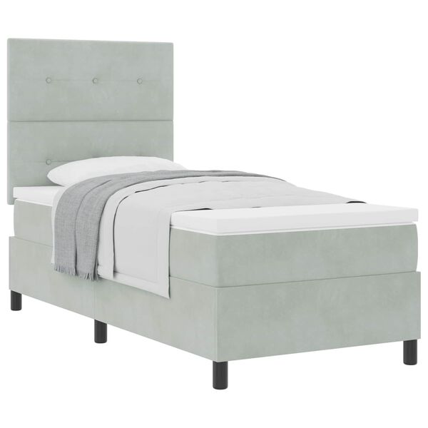 vidaXL Boxspringbett mit Matratze Hellgrau 100 x 200 cm Stoff