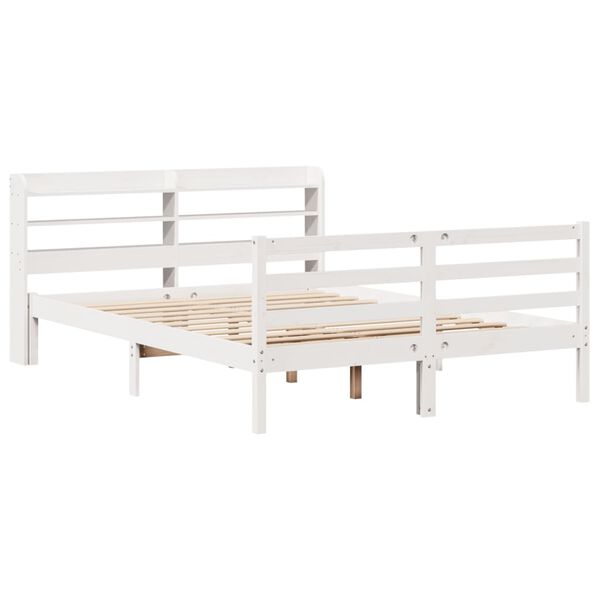 vidaXL Bettgestell mit Kopfteil ohne Matratze Wei&szlig; 120x200 cm